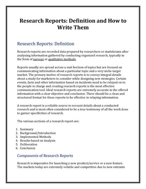 Research Reports: Definition and How to Write Them.